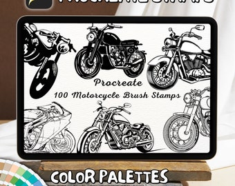 100 Motorcycle Brush Stamps | Procreate Motorcycle Brush Stamps | Motorcycle Procreate Stamps | Procreate Motorcycle Stamps