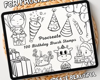 100 Birthday Brush Stamps | Procreate Birthday Brush Stamps | Birthday Procreate Stamps | Procreate Birthday Stamps | Procreate Birthday