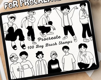 100 Boy Brush Stamps | Procreate Boy Brush Stamps | Boy Procreate Stamps | Procreate Boy Stamps | Procreate Boy | Procreate Stamps