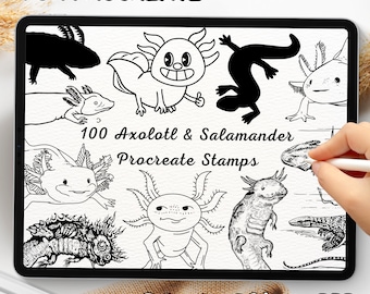 100 Axolotl and Salamander Brush Stamps | Procreate Axolotl and Salamander Brush Stamps | Axolotl and Salamander Procreate Stamps