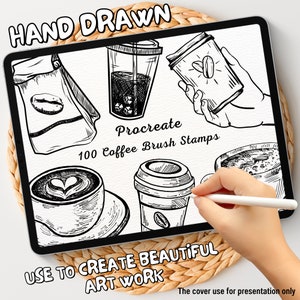 100 Coffee Brush Stamps | Procreate Coffee Brush Stamps | Coffee Procreate Stamps | Procreate Coffee Stamps | Procreate Coffee