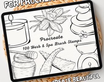 100 Herb and Spa Brush Stamps | Procreate Herb and Spa Brush Stamps | Herb and Spa Procreate Stamps | Procreate Herb and Spa Stamps