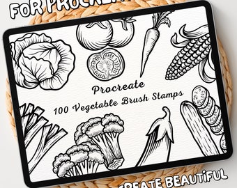 100 Vegetable Brush Stamps | Procreate Vegetable Brush Stamps | Vegetable Procreate Stamps | Procreate Vegetable Stamps | Procreate Stamps
