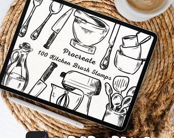 100 Kitchen Brush Stamps | Procreate Kitchen Brush Stamps | Kitchen Procreate Stamps | Procreate Kitchen Stamps | Procreate Kitchen