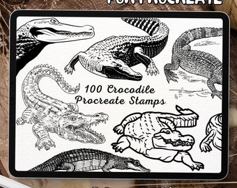 100 Crocodile Brush Stamps | Procreate Crocodile Brush Stamps | Crocodile Procreate Stamps | Procreate Crocodile Stamps | Procreate Stamps