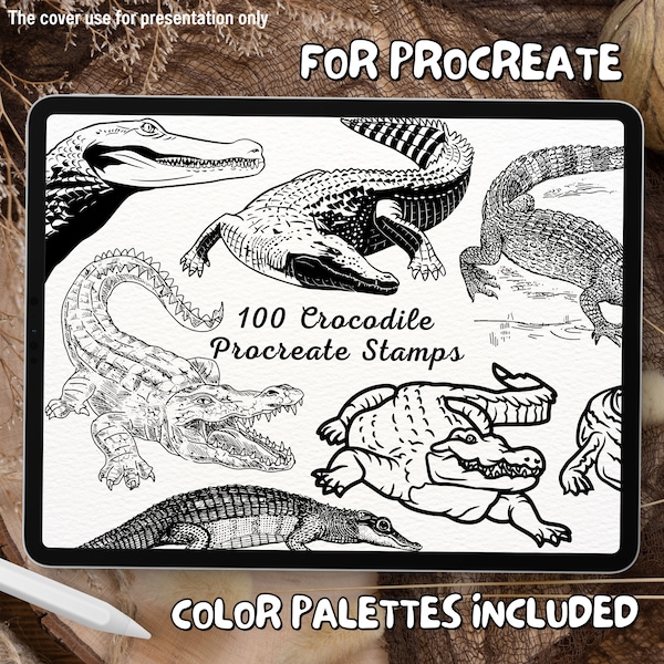 100 Crocodile Brush Stamps | Procreate Crocodile Brush Stamps | Crocodile Procreate Stamps | Procreate Crocodile Stamps | Procreate Stamps