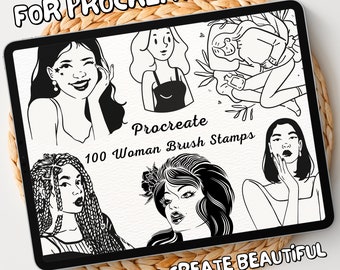 100 Woman Brush Stamps | Procreate Woman Brush Stamps | Woman Procreate Stamps | Procreate Woman Stamps | Procreate Woman | Procreate Stamps