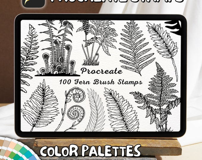Featured listing image: Fern Stamps for Procreate, Digital Forest Plant Brushes, Botanical Leaf Illustration Tools