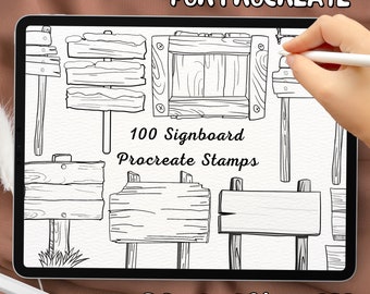 100 Signboard Brush Stamps | Procreate Signboard Brush Stamps | Signboard Procreate Stamps | Procreate Signboard Stamps | Procreate Stamps