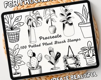 100 Potted Plant Brush Stamps | Procreate Potted Plant Brush Stamps | Potted Plant Procreate Stamps | Procreate Potted Plant Stamps
