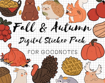 Fall and Autumn Goodnotes Stickers | Fall and Autumn Digital Stickers | Fall and Autumn Planner Stickers | Pre Cropped Stickers