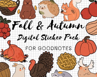 Fall and Autumn Goodnotes Stickers | Fall and Autumn Digital Stickers | Fall and Autumn Planner Stickers | Pre Cropped Stickers