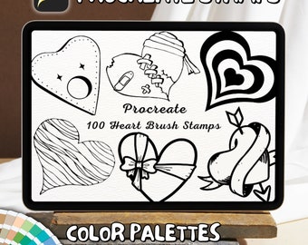 100 Heart Brush Stamps | Procreate Heart Brush Stamps | Heart Procreate Stamps | Procreate Heart Stamps | Procreate Heart | Procreate Stamps