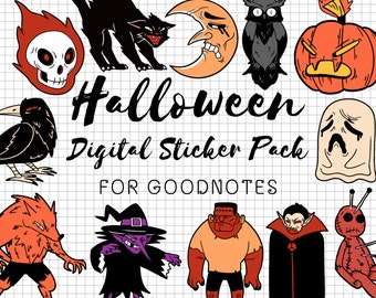 Halloween Goodnotes Stickers | Halloween Digital Stickers | Halloween Planner Stickers | Halloween Pre Cropped Stickers