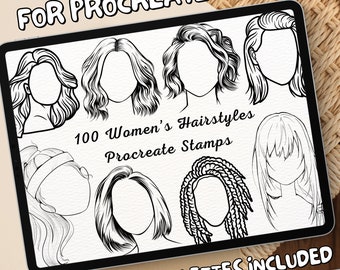 100 Women's Hairstyles Brush Stamps | Procreate Women's Hairstyles Brush Stamps | Women's Hairstyles Procreate Stamps | Procreate Stamps