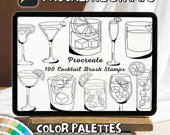 100 Cocktail Brush Stamps | Procreate Cocktail Brush Stamps | Cocktail Procreate Stamps | Procreate Cocktail Stamps | Procreate Cocktail
