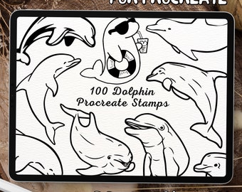 100 Dolphin Brush Stamps | Procreate Dolphin Brush Stamps | Dolphin Procreate Stamps | Procreate Dolphin Stamps | Procreate Dolphin