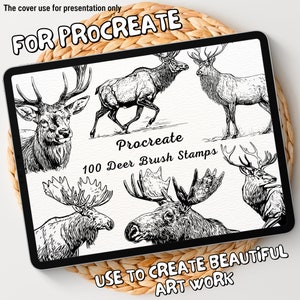100 Deer Brush Stamps | Procreate Deer Brush Stamps | Deer Procreate Stamps | Procreate Deer Stamps | Procreate Deer | Procreate Stamps