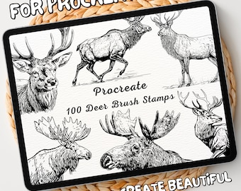 100 Deer Brush Stamps | Procreate Deer Brush Stamps | Deer Procreate Stamps | Procreate Deer Stamps | Procreate Deer | Procreate Stamps