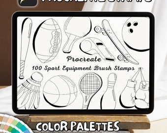 100 Sport Equipment Brush Stamps | Procreate Sport Equipment Brush Stamps | Sport Equipment Procreate Stamps | Procreate Sport Equipment