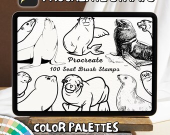 100 Seal Brush Stamps | Procreate Seal Brush Stamps | Seal Procreate Stamps | Procreate Seal Stamps | Procreate Seal | Procreate Stamps