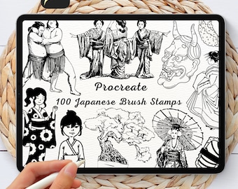 100 Japanese Brush Stamps | Procreate Japanese Brush Stamps | Japanese Procreate Stamps | Procreate Japanese Stamps | Procreate Japanese