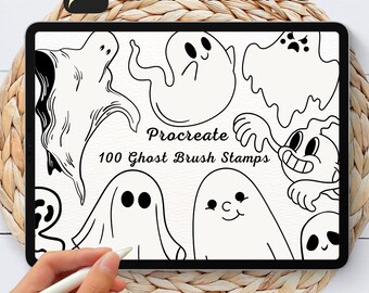100 Ghost Brush Stamps | Procreate Ghost Brush Stamps | Ghost Procreate Stamps | Procreate Ghost Stamps | Procreate Ghost | Procreate Stamps