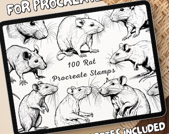 100 Rat Brush Stamps | Procreate Rat Brush Stamps | Rat Procreate Stamps | Procreate Rat Stamps | Procreate Rat | Procreate Stamps