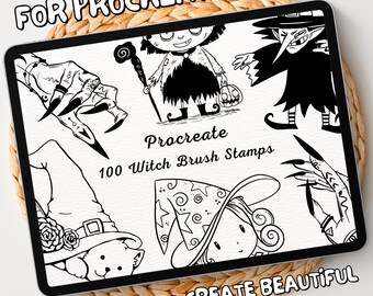 100 Witch Brush Stamps | Procreate Witch Brush Stamps | Witch Procreate Stamps | Procreate Witch Stamps | Procreate Witch | Procreate Stamps