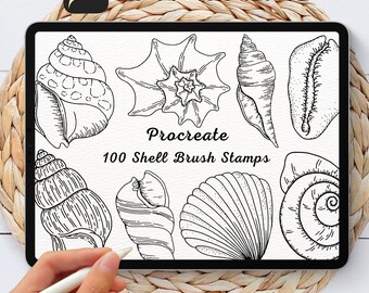 100 Shell Brush Stamps | Procreate Shell Brush Stamps | Shell Procreate Stamps | Procreate Shell Stamps | Procreate Shell | Procreate Stamps
