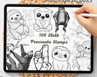 100 Sloth Brush Stamps | Procreate Sloth Brush Stamps | Sloth Procreate Stamps | Procreate Sloth Stamps | Procreate Sloth | Procreate Stamps