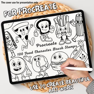 100 Food Character Brush Stamps | Procreate Food Character Brush Stamps | Food Character Procreate Stamps | Procreate Food Character Stamps