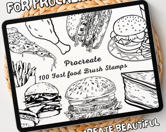 100 Fast Food Brush Stamps | Procreate Fast Food Brush Stamps | Fast Food Procreate Stamps | Procreate Fast Food Stamps | Procreate Stamps