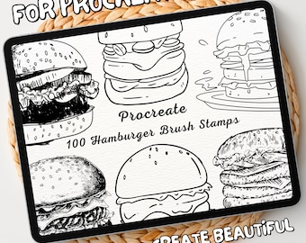 100 tampons de brosse à hamburger | Procreate Hamburger Brush Stamps | Timbres Hamburger Procreate | Procréer des timbres Hamburger | Procréer des timbres