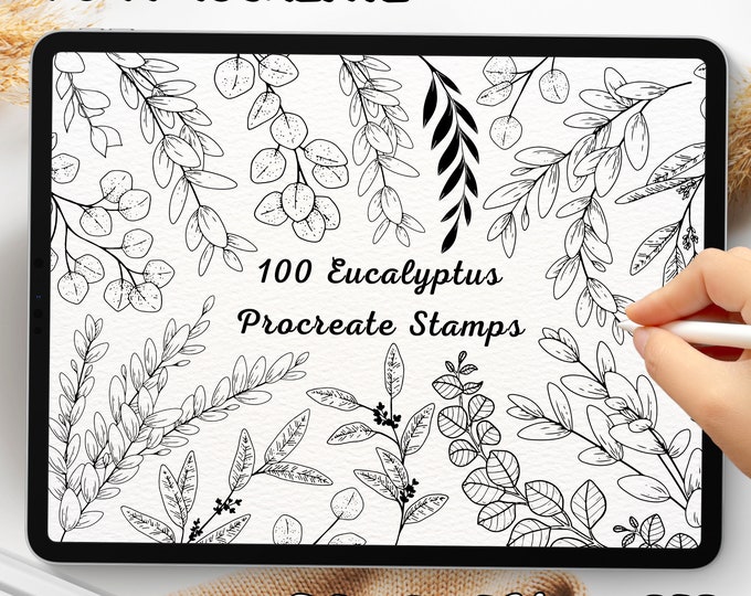 Featured listing image: 100 Eucalyptus Brush Stamps | Procreate Eucalyptus Brush Stamps | Eucalyptus Procreate Stamps | Procreate Eucalyptus Stamps | Procreate