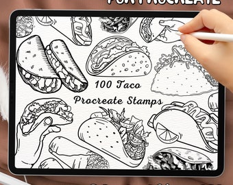 100 Taco Brush Stamps | Procreate Taco Brush Stamps | Taco Procreate Stamps | Procreate Taco Stamps | Procreate Taco | Procreate Stamps