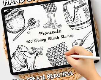 100 Honey Brush Stamps | Procreate Honey Brush Stamps | Honey Procreate Stamps | Procreate Honey Stamps | Procreate Honey | Procreate Stamps