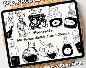 100 Potion Bottle Brush Stamps | Procreate Potion Bottle Brush Stamps | Potion Bottle Procreate Stamps | Procreate Potion Bottle Stamps