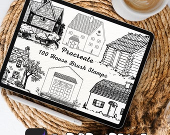 100 House Brush Stamps | Procreate House Brush Stamps | House Procreate Stamps | Procreate House Stamps | Procreate House | Procreate Stamps