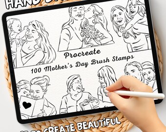 100 Mother's Day Brush Stamps | Procreate Mother's Day Brush Stamps | Mother's Day Procreate Stamps | Procreate Mother's Day Stamps
