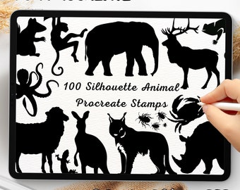 100 Silhouette Animal Brush Stamps | Procreate Silhouette Animal Brush Stamps | Silhouette Animal Procreate Stamps | Procreate Animal