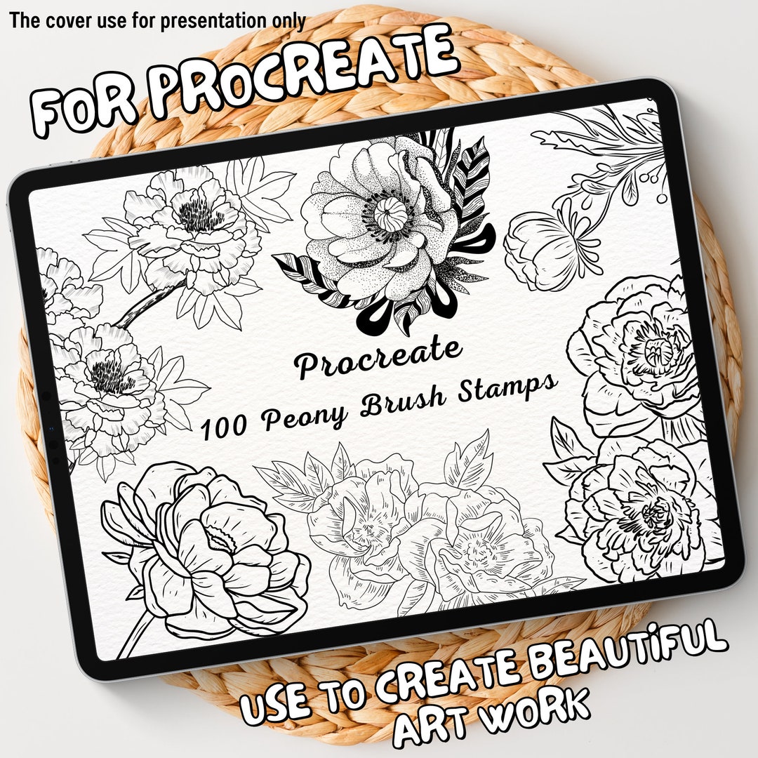 100 Peony Brush Stamps | Procreate Peony Brush Stamps | Peony Procreate ...