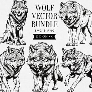 Vintage Wolf SVG, Realistic Wild Animal PNG Clipart, Forest Predator Illustration