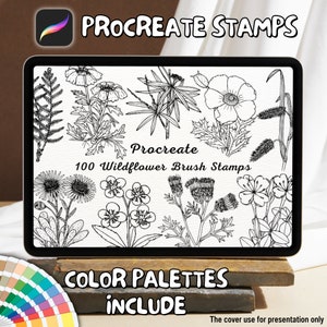 100 Wildflower Brush Stamps | Procreate Wildflower Brush Stamps | Wildflower Procreate Stamps | Procreate Wildflower Stamps