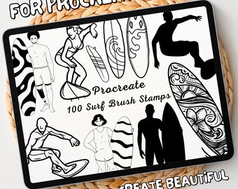 100 Surf Brush Stamps | Procreate Surf Brush Stamps | Surf Procreate Stamps | Procreate Surf Stamps | Procreate Surf | Procreate Stamps