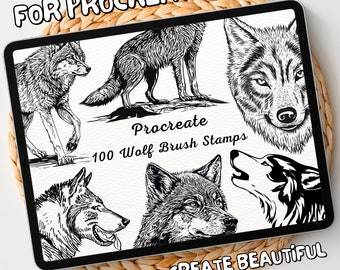 100 Wolf Brush Stamps | Procreate Wolf Brush Stamps | Wolf Procreate Stamps | Procreate Wolf Stamps | Procreate Wolf | Procreate Stamps