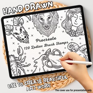 120 Zodiac Brush Stamps | Procreate Zodiac Brush Stamps | Zodiac Procreate Stamps | Procreate Zodiac Stamps | Procreate Zodiac