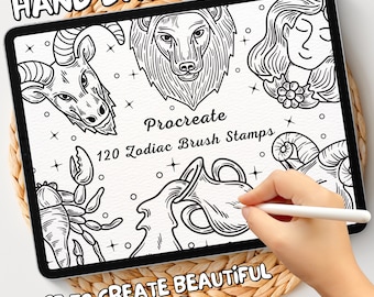 120 Zodiac Brush Stamps | Procreate Zodiac Brush Stamps | Zodiac Procreate Stamps | Procreate Zodiac Stamps | Procreate Zodiac