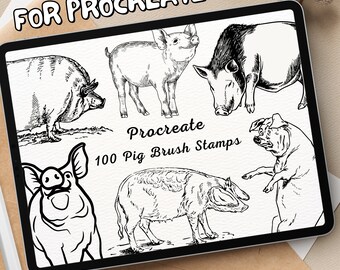 100 Pig Brush Stamps | Procreate Pig Brush Stamps | Pig Procreate Stamps | Procreate Pig Stamps | Procreate Pig | Procreate Stamps