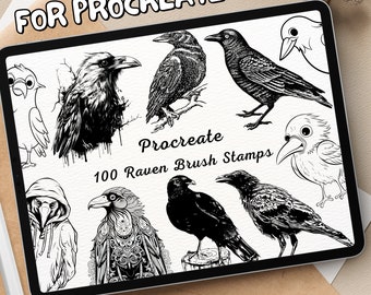 100 Raven Brush Stamps | Procreate Raven Brush Stamps | Raven Procreate Stamps | Procreate Raven Stamps | Procreate Raven | Procreate Stamps